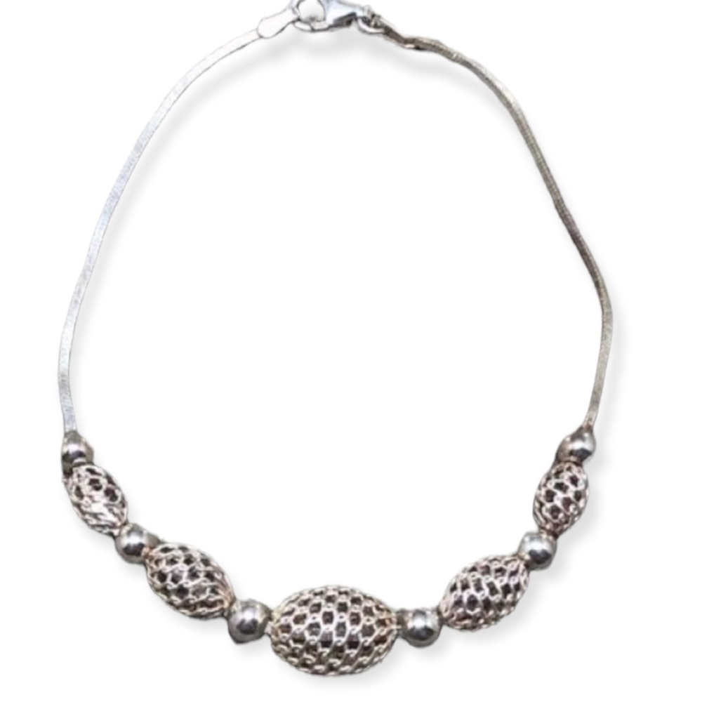 Sterling silver dainty bracelet w ball charms 925